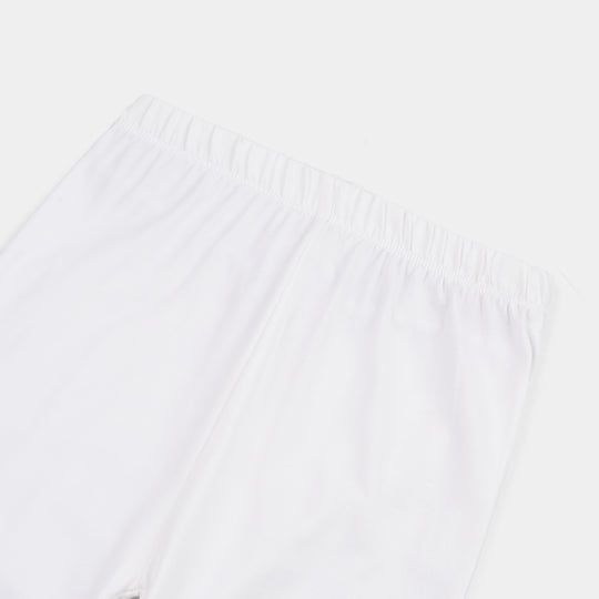 Infant Girls Cotton Jersey Basic Tights-White