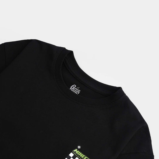 Boys Cotton Jersey T-Shirt Minecraft -Jet Black