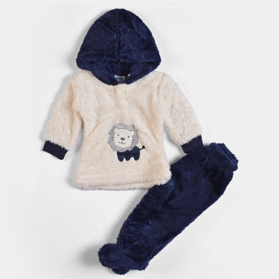 Infant Unisex Baby 2PC Suit Lion - Navy/Cream