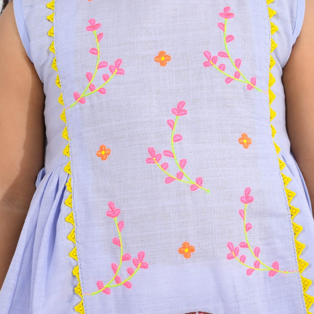 Infant Girls Cotton Slub Embroidery 2Pcs (Glam Doll) - Lilac