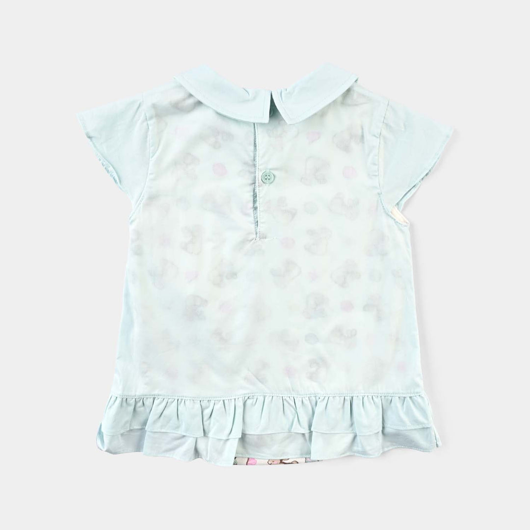 Infant Girls Cotton Interlock Romper-Sea Green