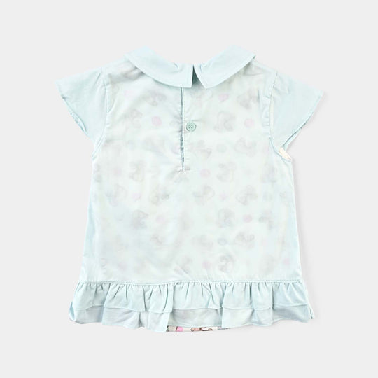 Infant Girls Cotton Interlock Romper-Sea Green