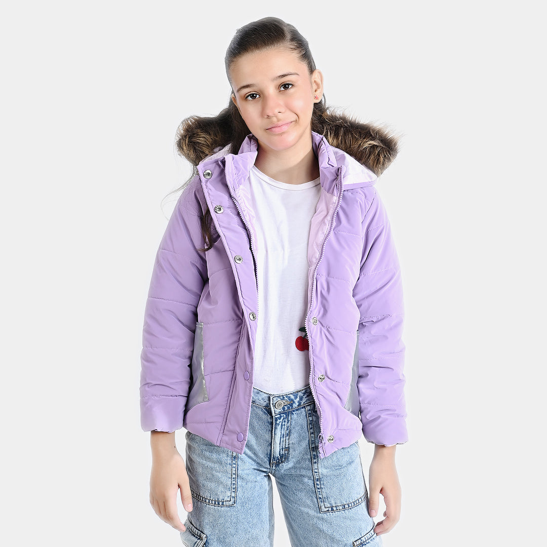 Girls Mix taffeta Quilted Jacket ORB-Purple