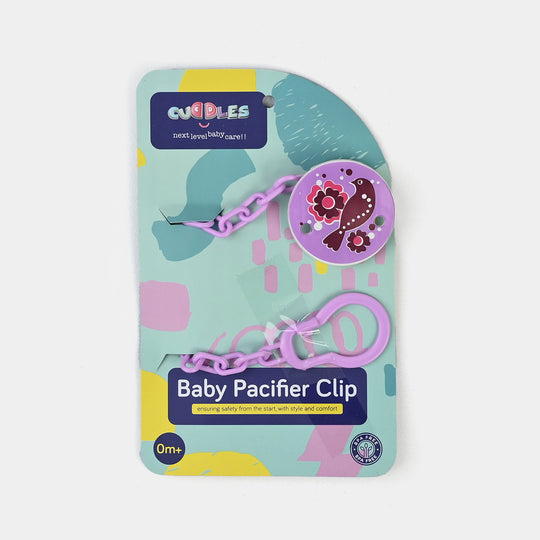 Baby Pacifier Clip W/Chain Purple