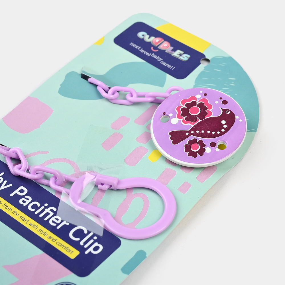 Baby Pacifier Clip W/Chain Purple