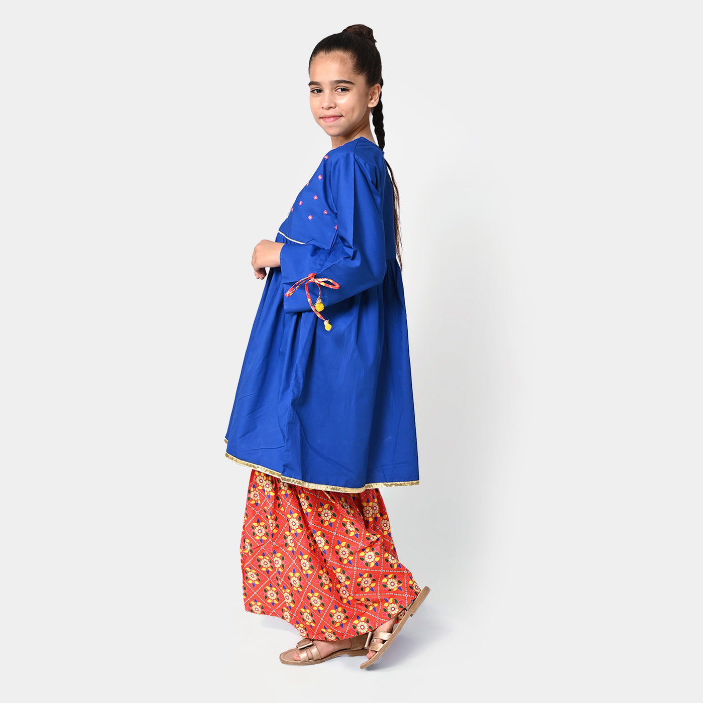 Girls Cotton 2PCs Suit Reet - Dazzling Blue