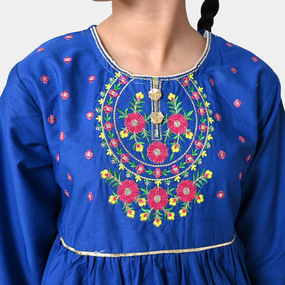 Girls Cotton 2PCs Suit Reet - Dazzling Blue