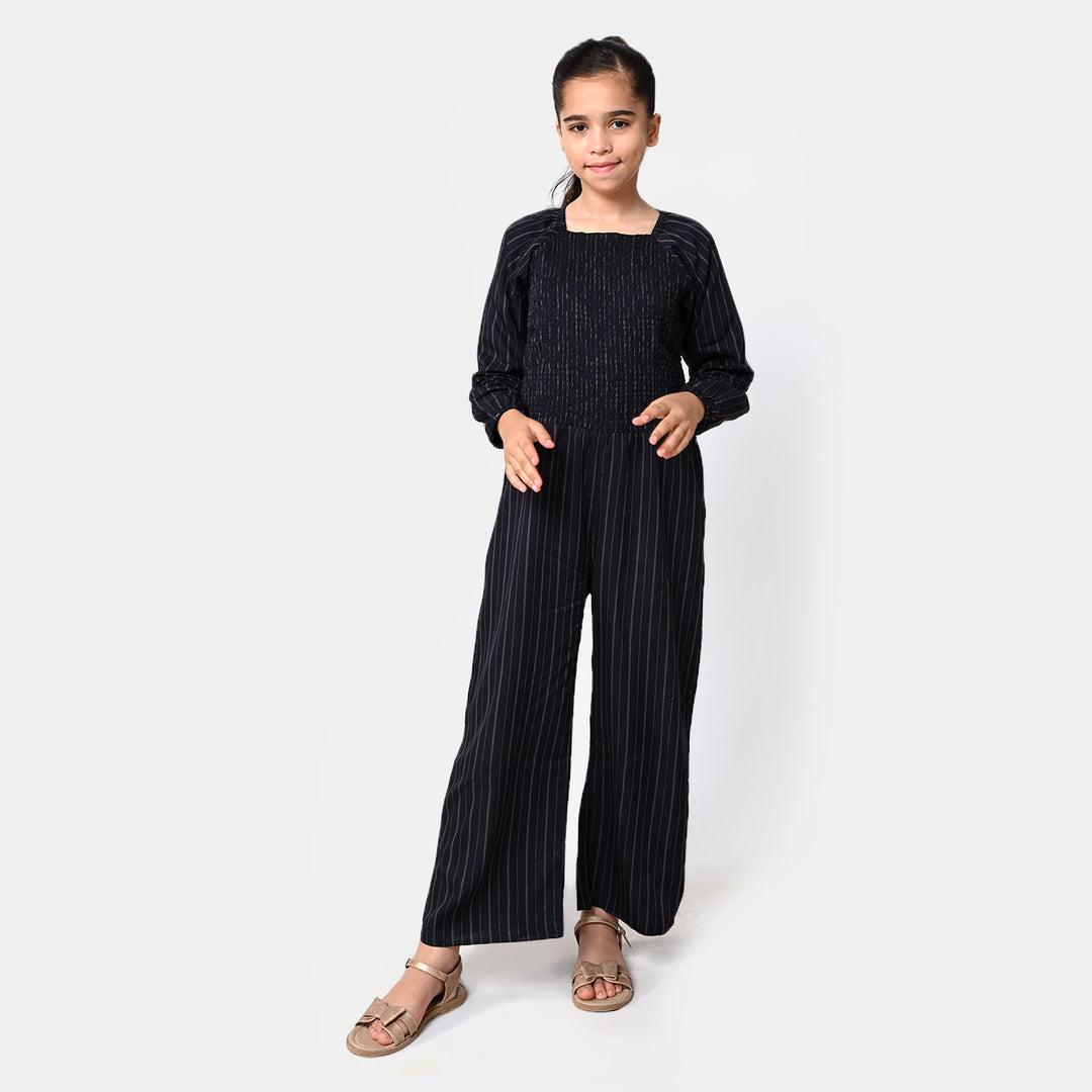 Girls Linen Jumpsuit - BLACK