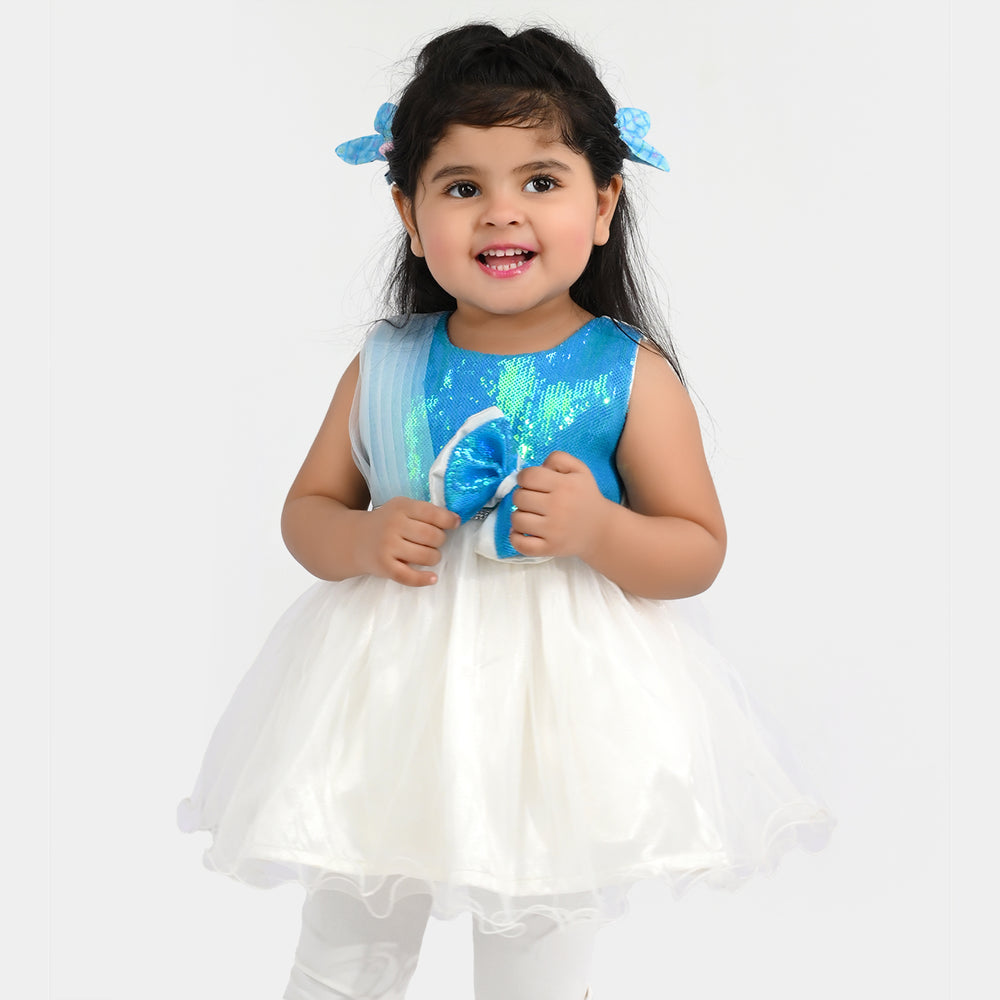 Infant Girls Sequence Fancy Frock - Blue
