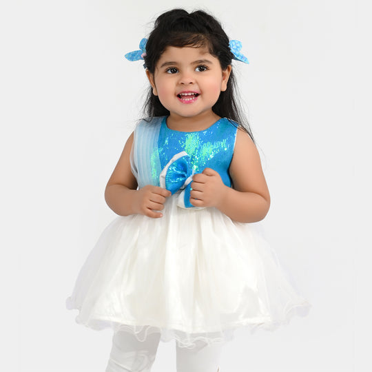 Infant Girls Sequence Fancy Frock - Blue