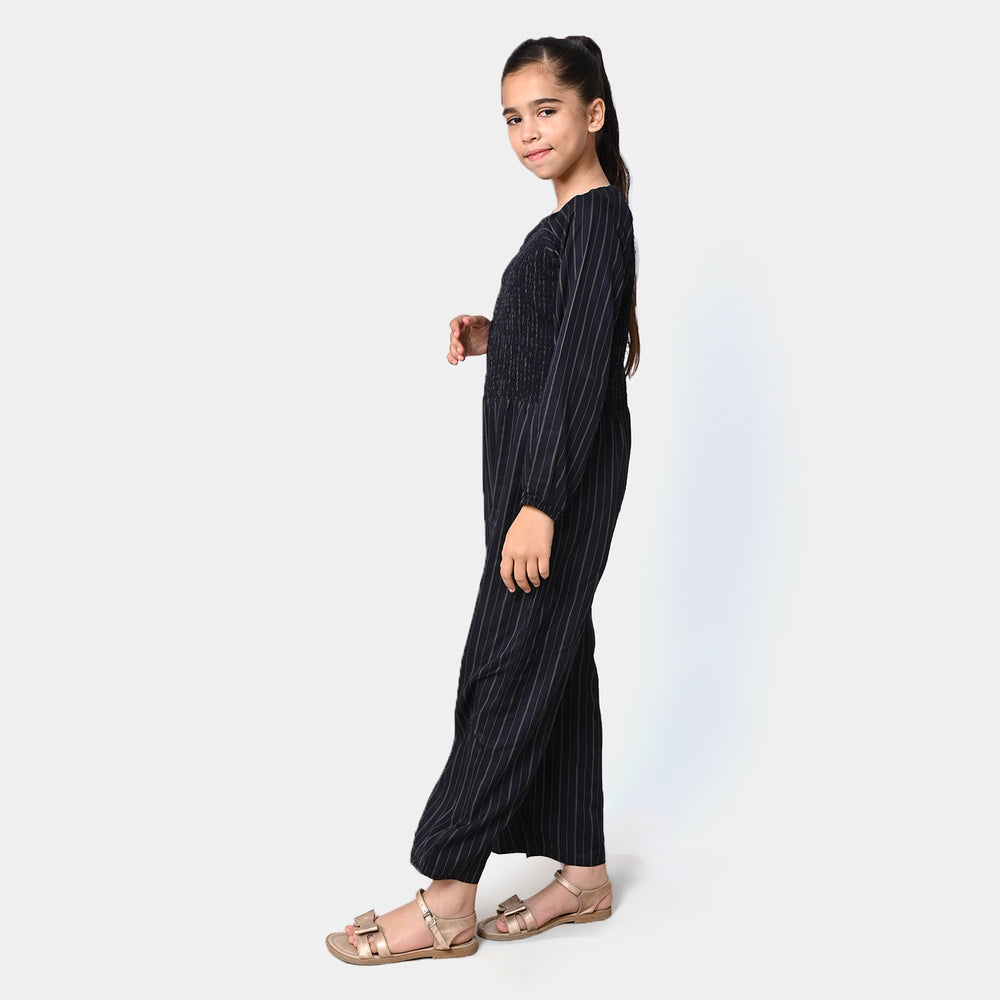 Girls Linen Jumpsuit - BLACK