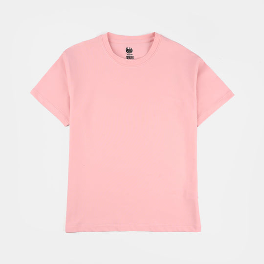 Girls Lycra Jersey Basic T-Shirt - Pink