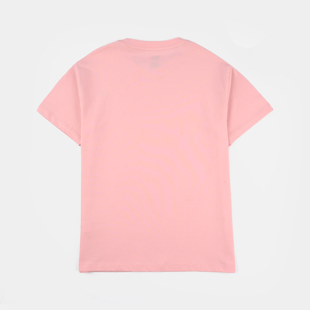 Girls Lycra Jersey Basic T-Shirt - Pink