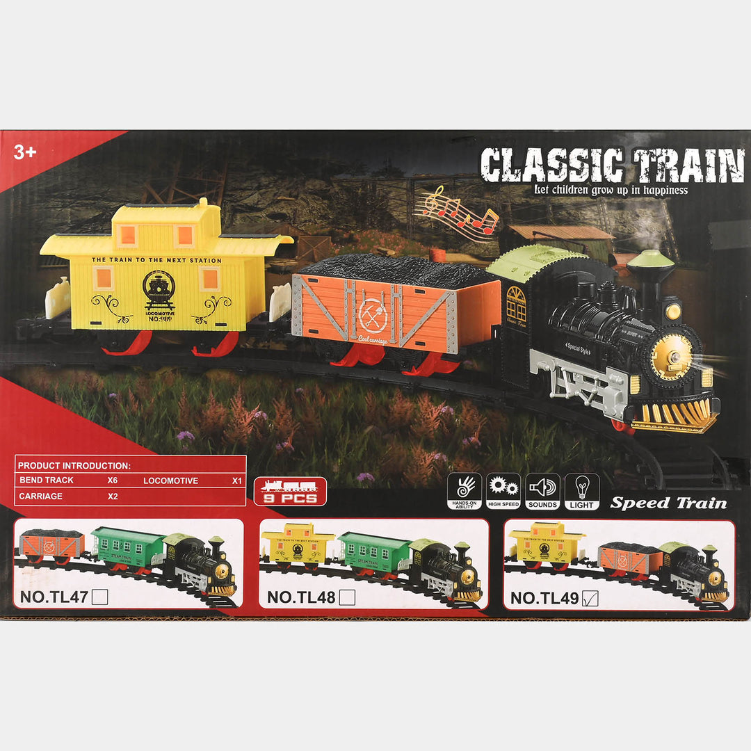 Classic Electric Train Set for Kids With Light & Music