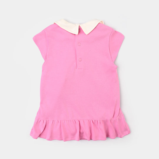 Infant Girls Cotton Interlock Romper-Pink