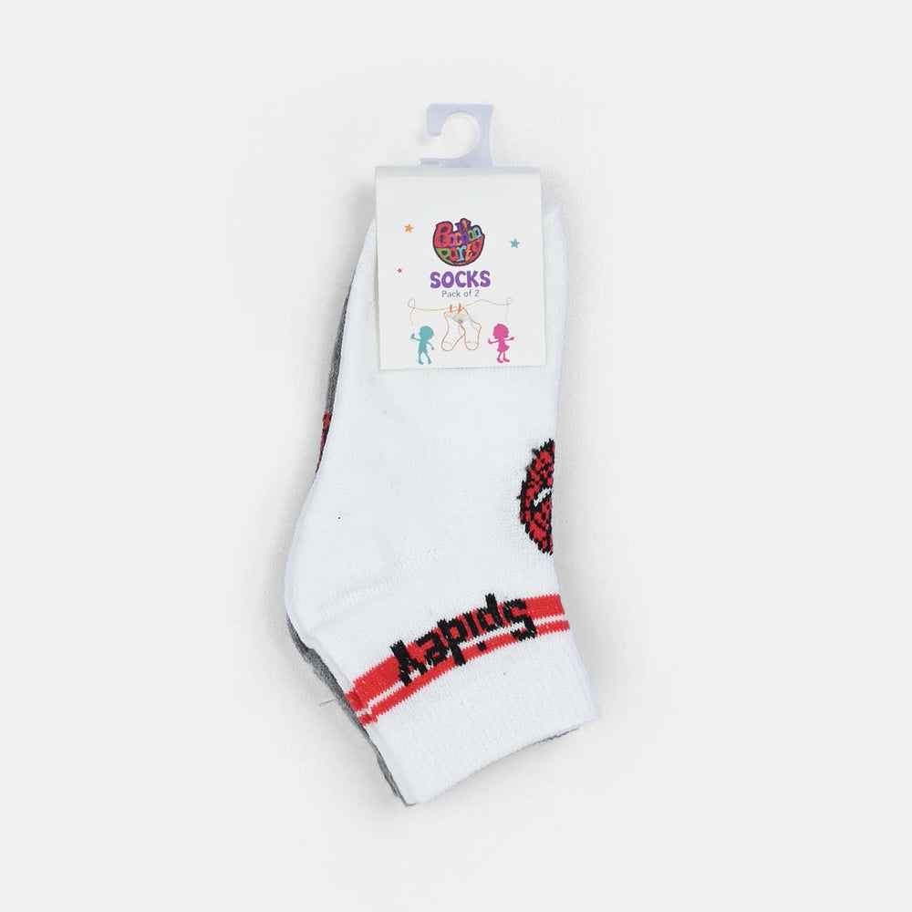 Infant Boys Socks Pack of 2 Spider Man-White/Grey
