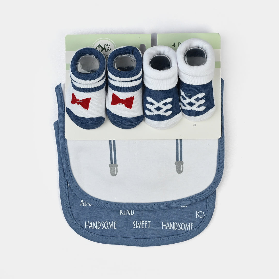 Baby Bibs & Booties Set | 3 Pcs