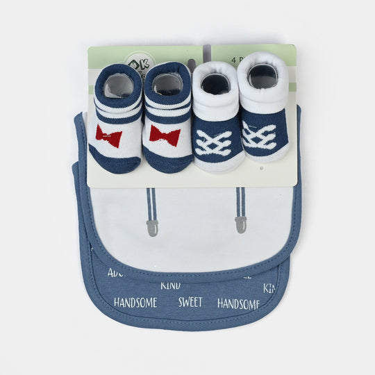 Baby Bibs & Booties Set | 3 Pcs