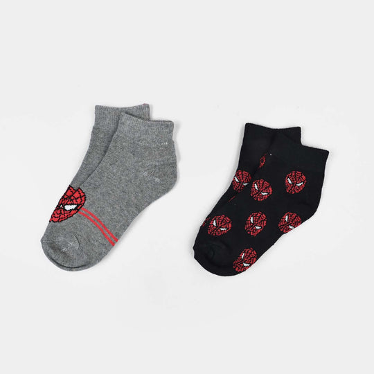 Boys Socks Pack of 2 Spider Man-Grey/Black