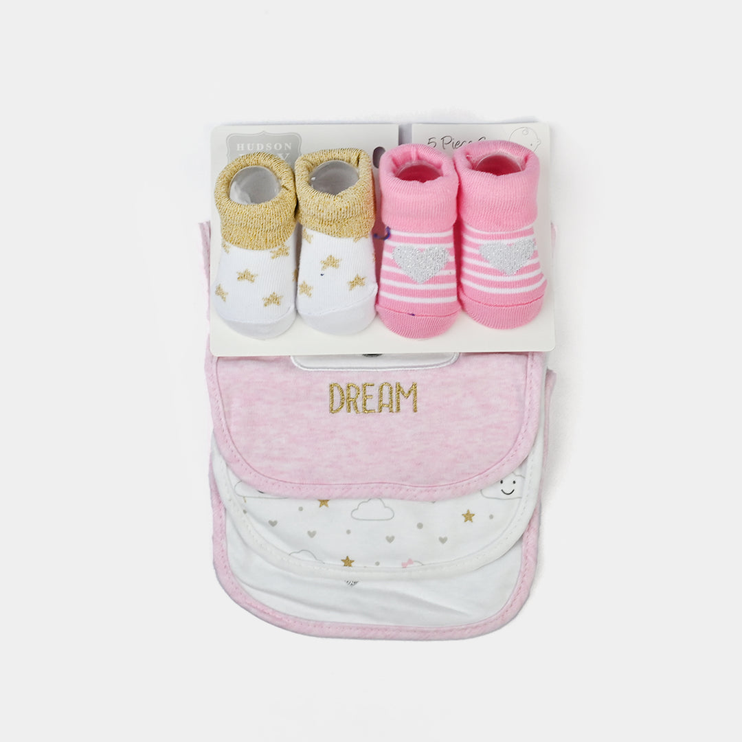 Baby Bibs & Booties Set | 5 Pcs