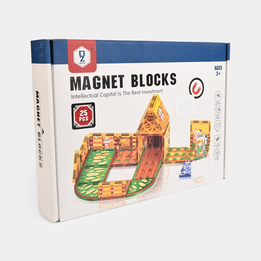 Kids Magnetic Farmhouse Building Blocks Set – 25 Pieces