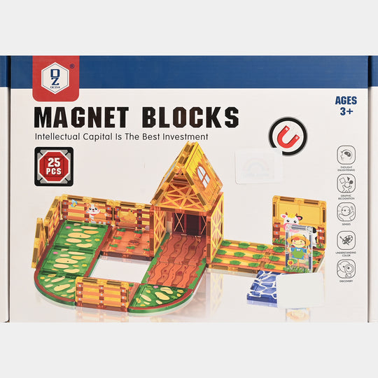 Kids Magnetic Farmhouse Building Blocks Set – 25 Pieces