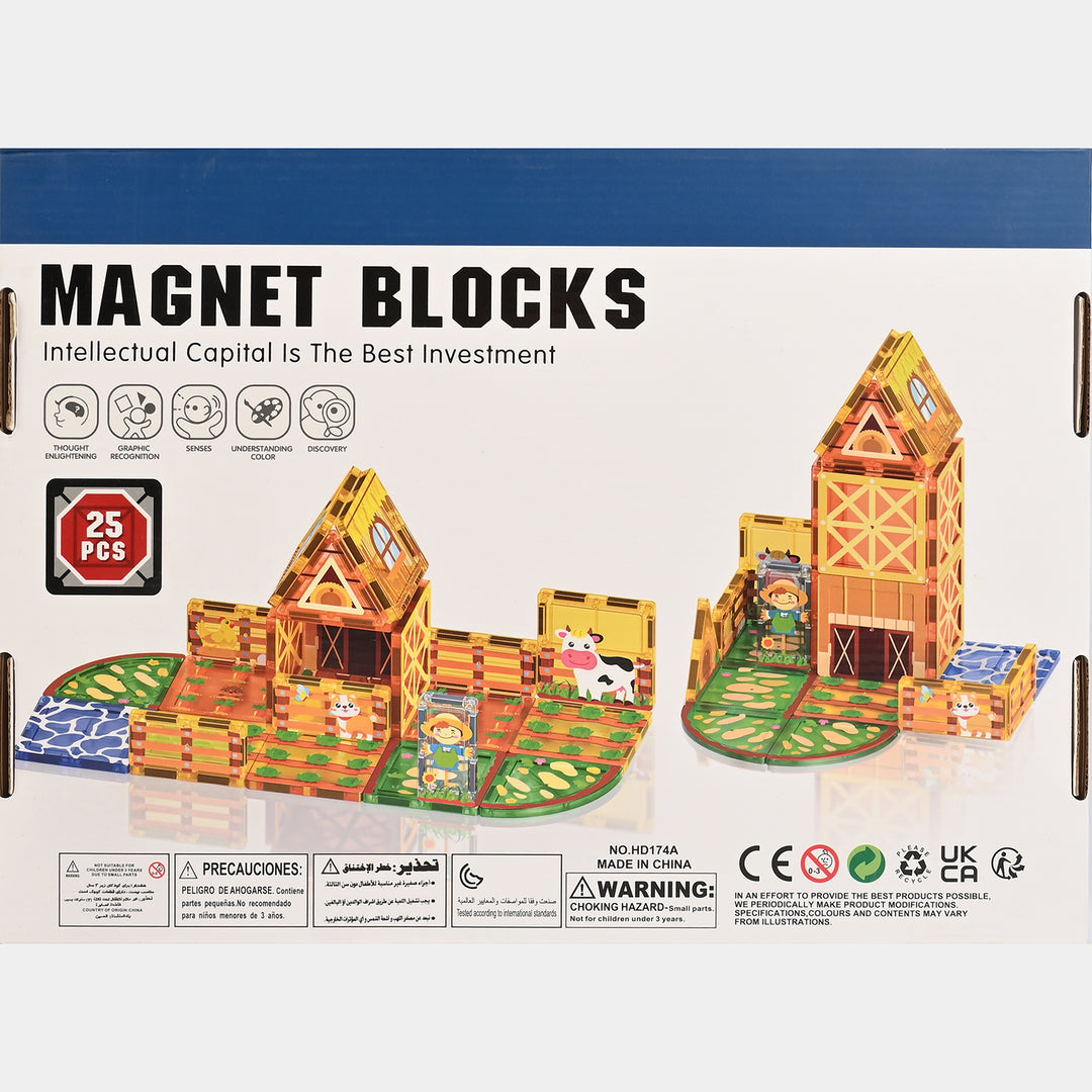 Kids Magnetic Farmhouse Building Blocks Set – 25 Pieces