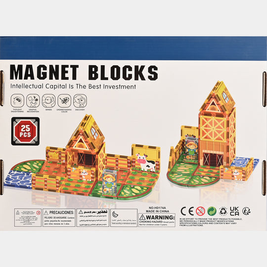 Kids Magnetic Farmhouse Building Blocks Set – 25 Pieces