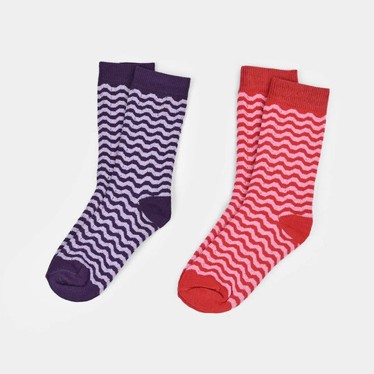 Girls Socks Pack of 2 Wave-Pink/Blue
