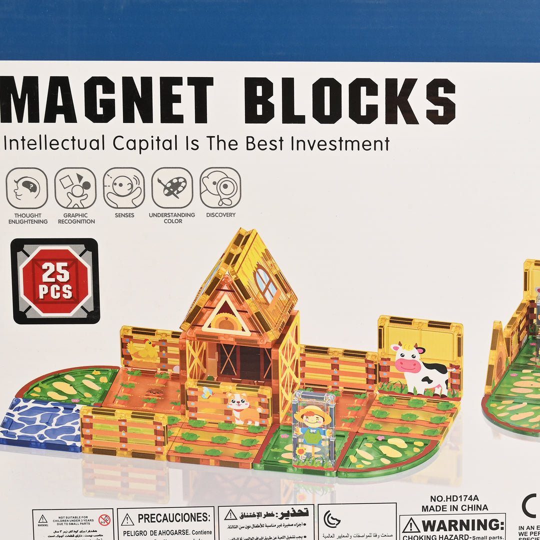 Kids Magnetic Farmhouse Building Blocks Set – 25 Pieces