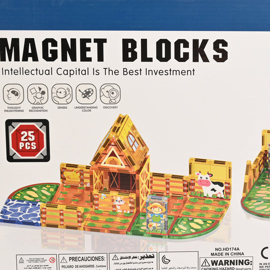 Kids Magnetic Farmhouse Building Blocks Set – 25 Pieces