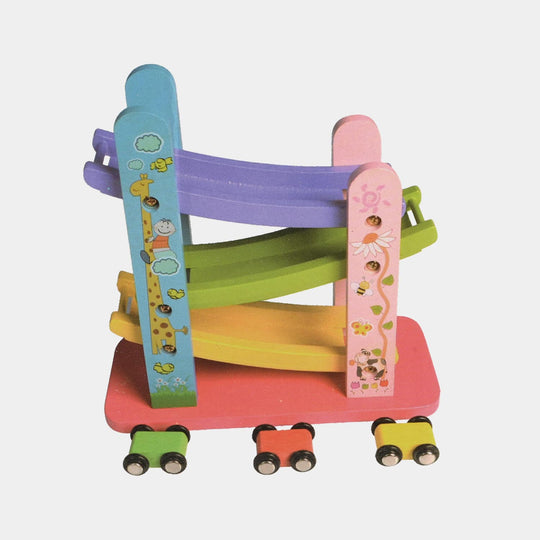 Miniature Wooden Speeding Car Ramp Race Track Set