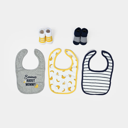 Baby Bibs & Booties Set | 5 Pcs