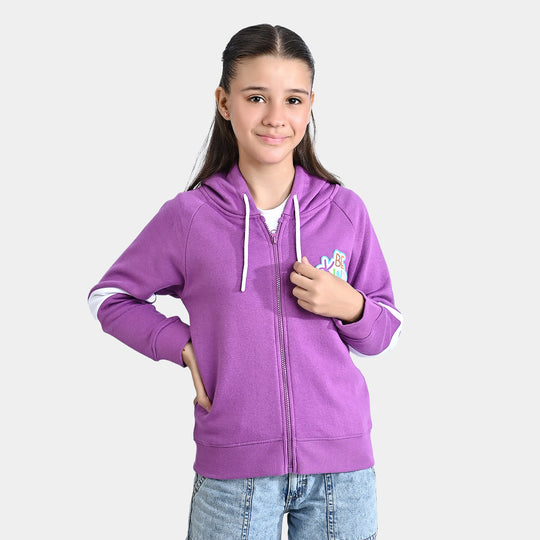 Girls Fleece Knitted Jacket Be Kind