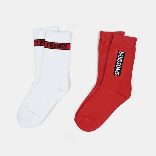 Boys Socks Pack of 2 Awesome-Red/White