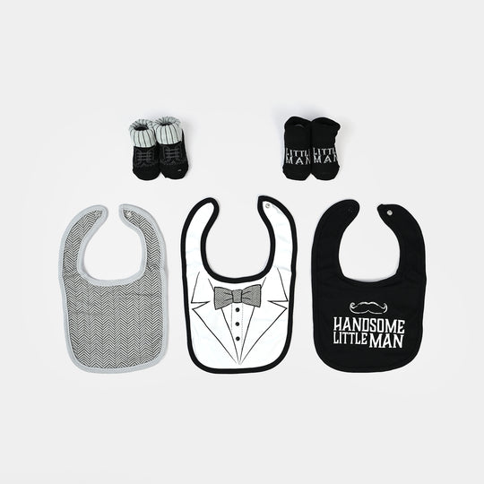 Baby Bibs & Booties Set | 5 Pcs