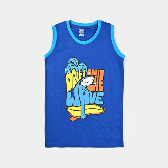 Boys Cotton Jersey Sando Drift On The Wave-C.Blue