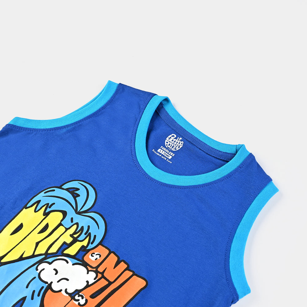 Boys Cotton Jersey Sando Drift On The Wave-C.Blue