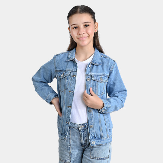 Girls Denim rigid Woven Jacket Basic-LT.Blue