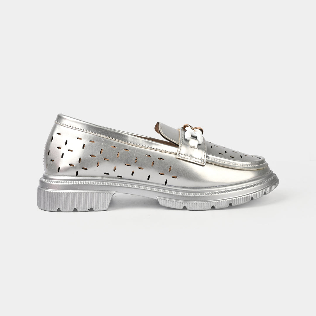 Girls Loafer ZP-072-SILVER