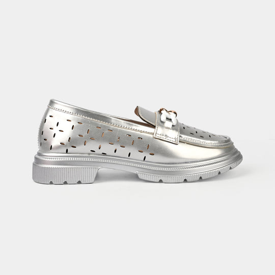 Girls Loafer ZP-072-SILVER