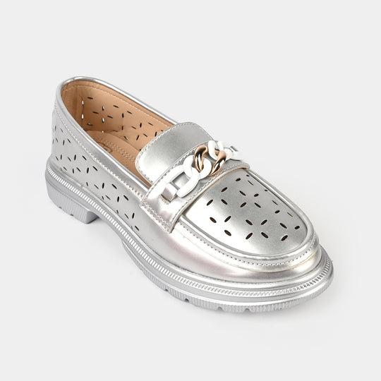 Girls Loafer ZP-072-SILVER