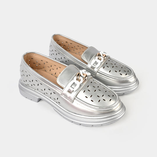 Girls Loafer ZP-072-SILVER