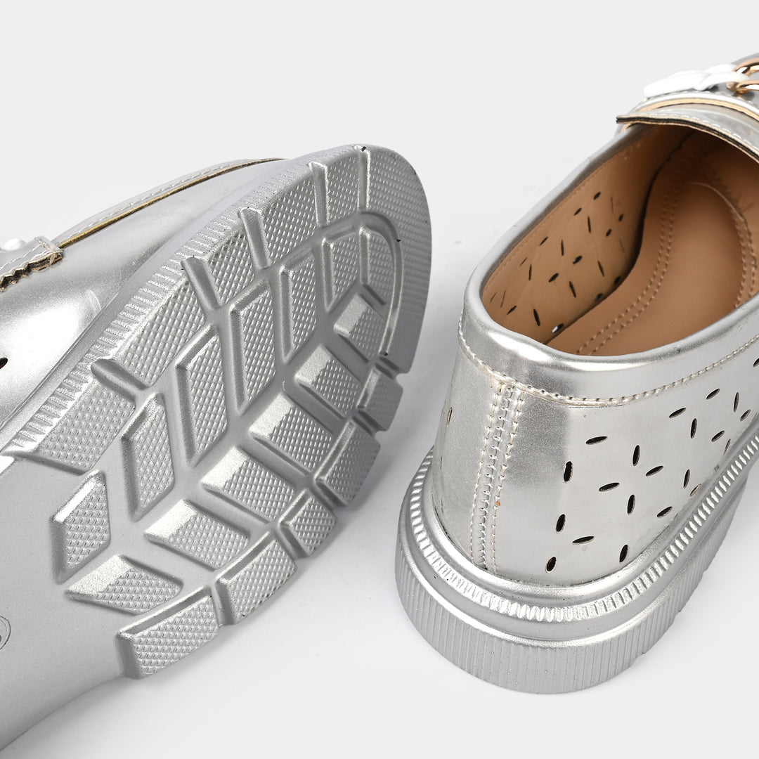 Girls Loafer ZP-072-SILVER