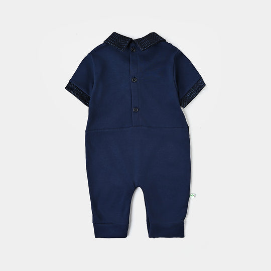 Infant Boys Cotton Interlock Romper-NAVY