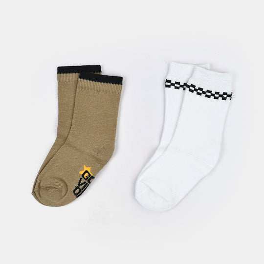 Infant Boys Socks Pack of 2 Good Vibes-Wht.Sand