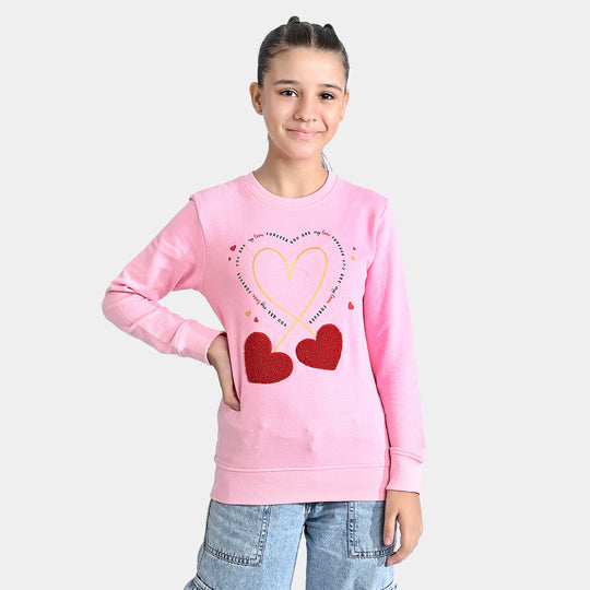 Girls Cotton Terry Sweatshirt You Are My Love-C.Pink