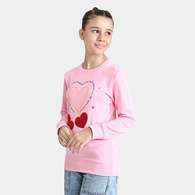 Girls Cotton Terry Sweatshirt You Are My Love-C.Pink