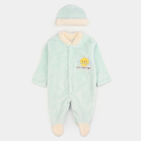 Infant Unisex Faux fur Romper-Green