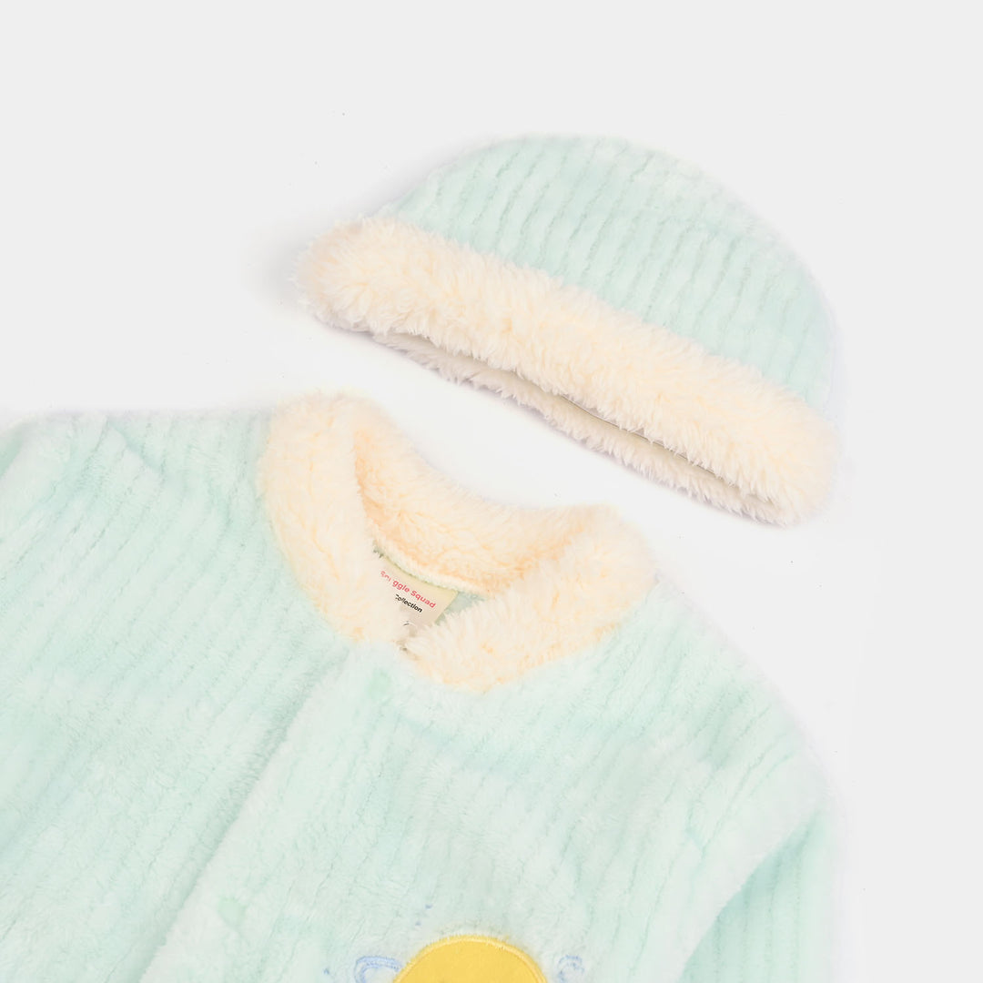 Infant Unisex Faux fur Romper-Green